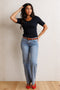 Mid-Rise Wide Stripe Jeans