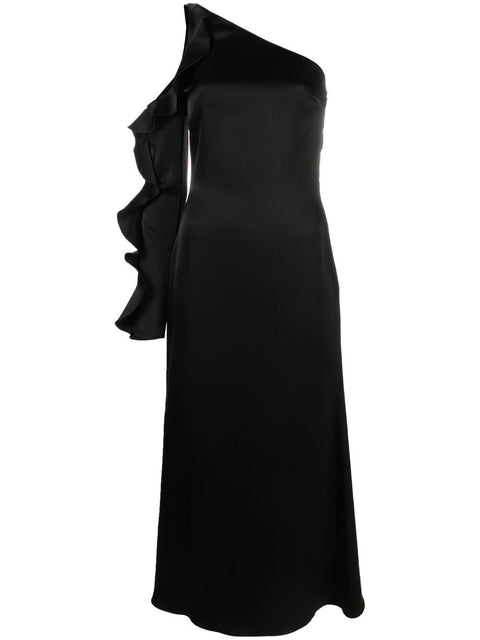 David Koma Ruffle detail one shoulder midi dress