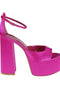 Lella Baldi fuchsia satin platform sandals