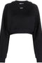 Off White Printed Crop Sweatshirt