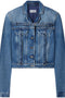 Off White Crop Denim Jacket With Belt