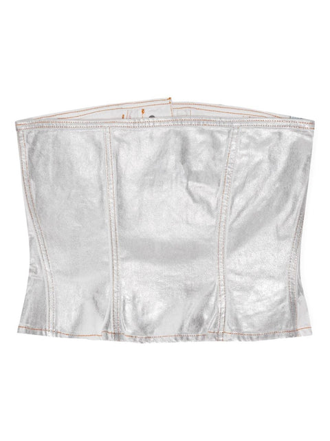 Ganni Silver Foil Denim Corsage