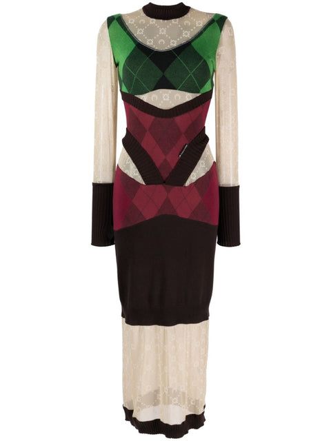 Marine Serre Regenerated lozenge-knit midi dress