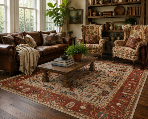 Hand-Knotted Vegetable Dye Sultanabad Rug from Pakistan, 9' 2" x 12'