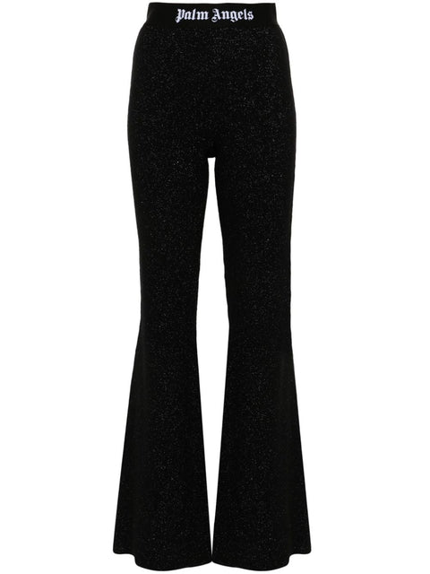 Palm Angels Logo lurex flared trousers