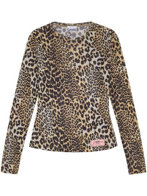 Ganni Leopard print top