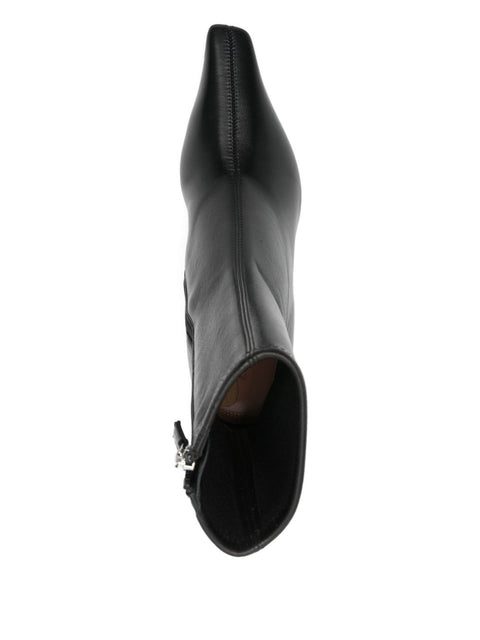 Amina Muaddi Jamie Stretch Bootie 80 Black Stretch Nappa
