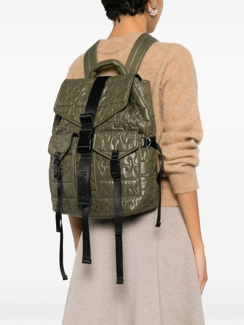 Ganni Quilted Flap-Pocket Backpack