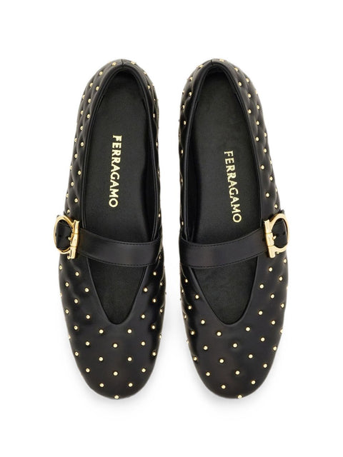 Ferragamo Leather Quilted Ballet Flats