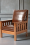 Craftsman / Mission Leather and Oak Armchair - Chestnut