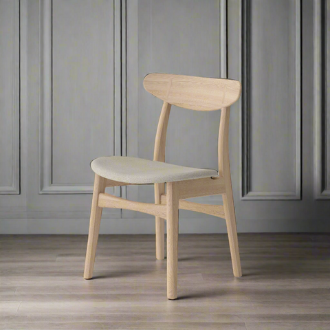 Isabella Mid Century Dining chair - Solid Oak Wood and Fabric seat
