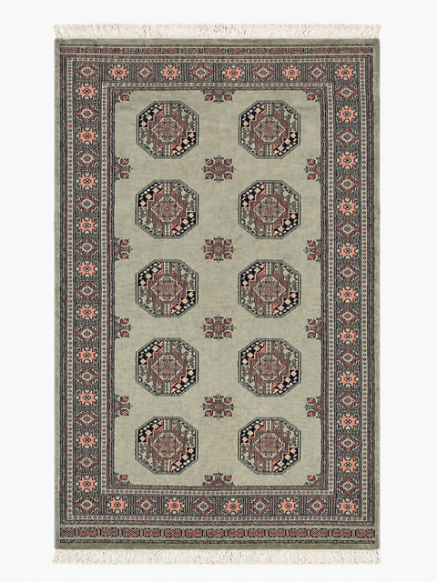 Hand-Knotted Pakistani Bokhara Rug – 100% Wool, 4' 6" x 6' 6"