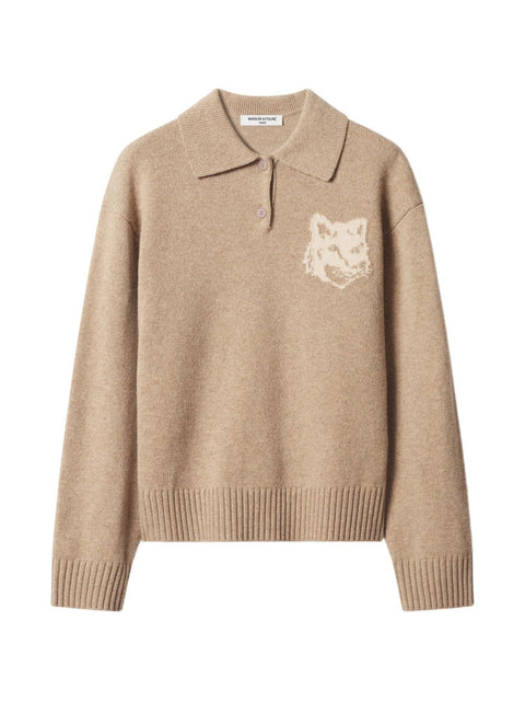Maison Kitsuné Maison Kitsune Fox Head Wool Polo Jumper