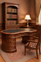 Legacy Mahogany Wood Leather Top Kidney Desk - Brown Walnut