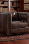 Tuxedo Leather Arm Chair - Dark Brown