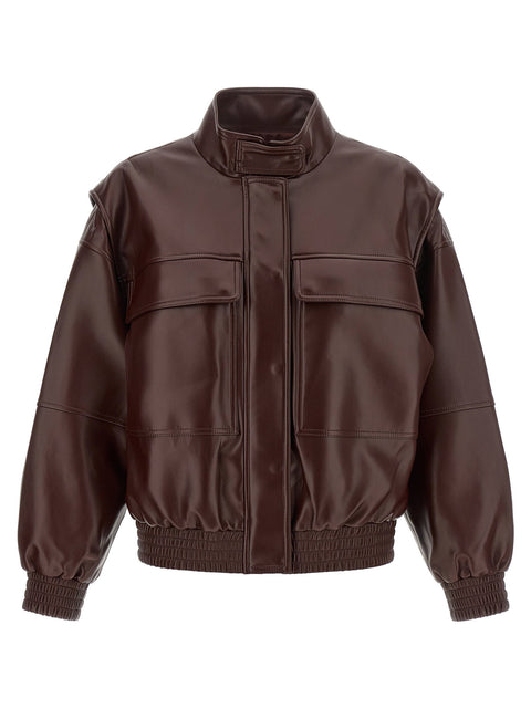 Twin Set Leather Effect Bomber Jacket