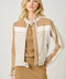 Color Blocked Moto Jacket - Oatmeal Combo