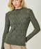 Lettuce Edge Textured Knit Top - Dark Green