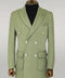 Metal Buttons Wool Cashmere Green Men Double Breasted Coat - Wessi