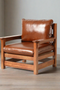 Mission Leather and Oak Armchair / Living Room chair - Russet