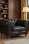 Century Chesterfield Arm Chair - Slate Leather