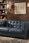 Tuxedo Leather Love Seat - Slate