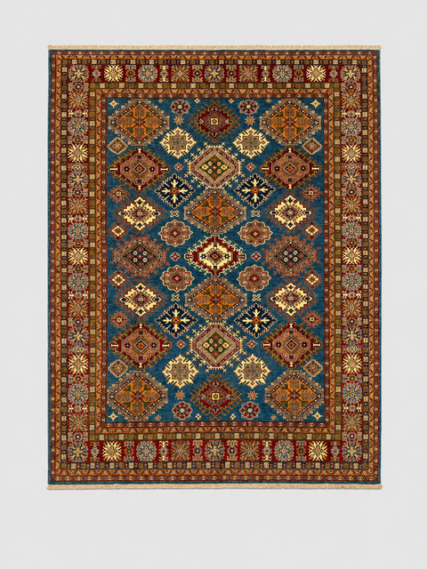 Hand-Knotted Vegetable Dye Kazak Rug from Pakistan, 9' x 12'