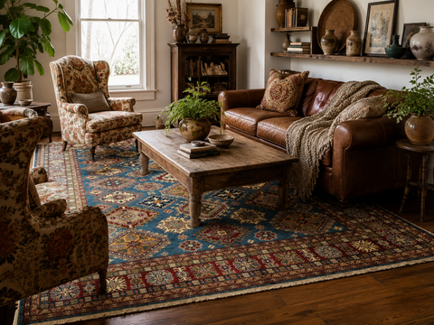 Hand-Knotted Vegetable Dye Kazak Rug from Pakistan, 9' x 12'