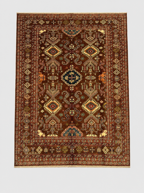 Hand-Knotted Vegetable Dye Kazak Rug from Pakistan, 9' 3" x 12'