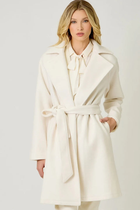 Lapel Collar Robe Coat - Snow White