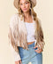 Cream Multi Color Fringe Open Front Jacket