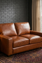 Claudette Top Grain Leather Love Seat - Chestnut
