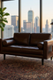 Philippe Top Grain Leather Love Seat - Chocolate Brown
