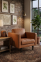 Philippe Top Grain Leather Arm Chair - Tan