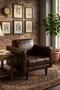 Philippe Top Grain Leather Arm Chair - Chocolate Brown
