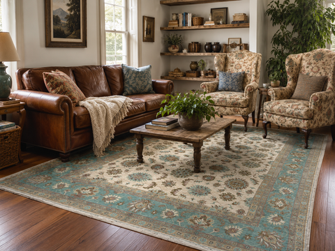 Hand-Knotted Vegetable Dye Agra Rug from Pakistan, 10' 2" x 14'