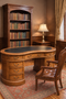 Legacy Mahogany Wood Leather Top Kidney Desk - Light Brown Walnut