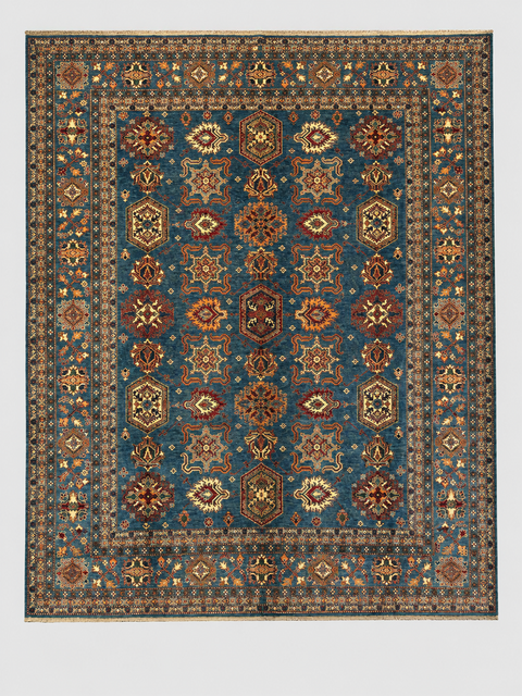 Hand-Knotted Vegetable Dye Kazak Rug from Pakistan, 10' 4" x 13' 6"