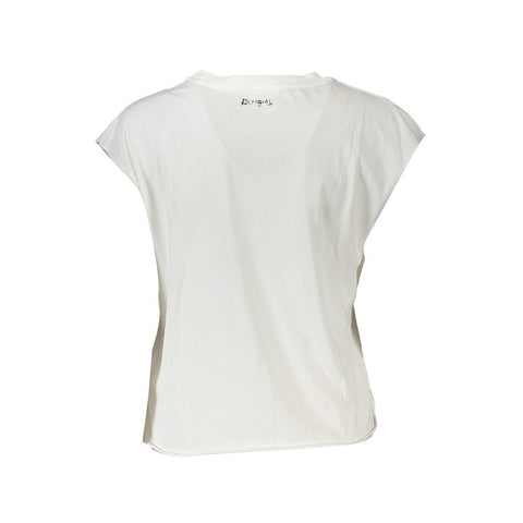 Desigual White Cotton Women T-Shirt with Stars
