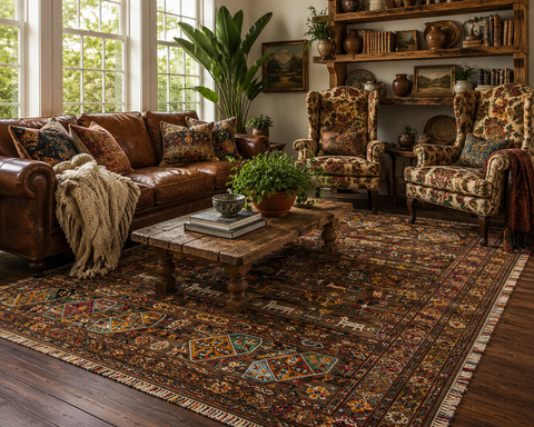 Hand-Knotted Vegetable Dye Bakhtiar Rug from Pakistan, 8' x 10'