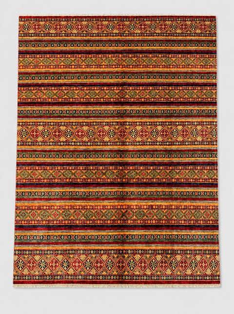 Hand-Knotted Vegetable Dye Bakhtiar Rug from Pakistan, 8' x 10'