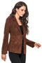 Adore Double-Breasted Faux Suede Blazer in Mocha