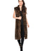 Leopard Print Long Faux Fur Vest – Brown/Black