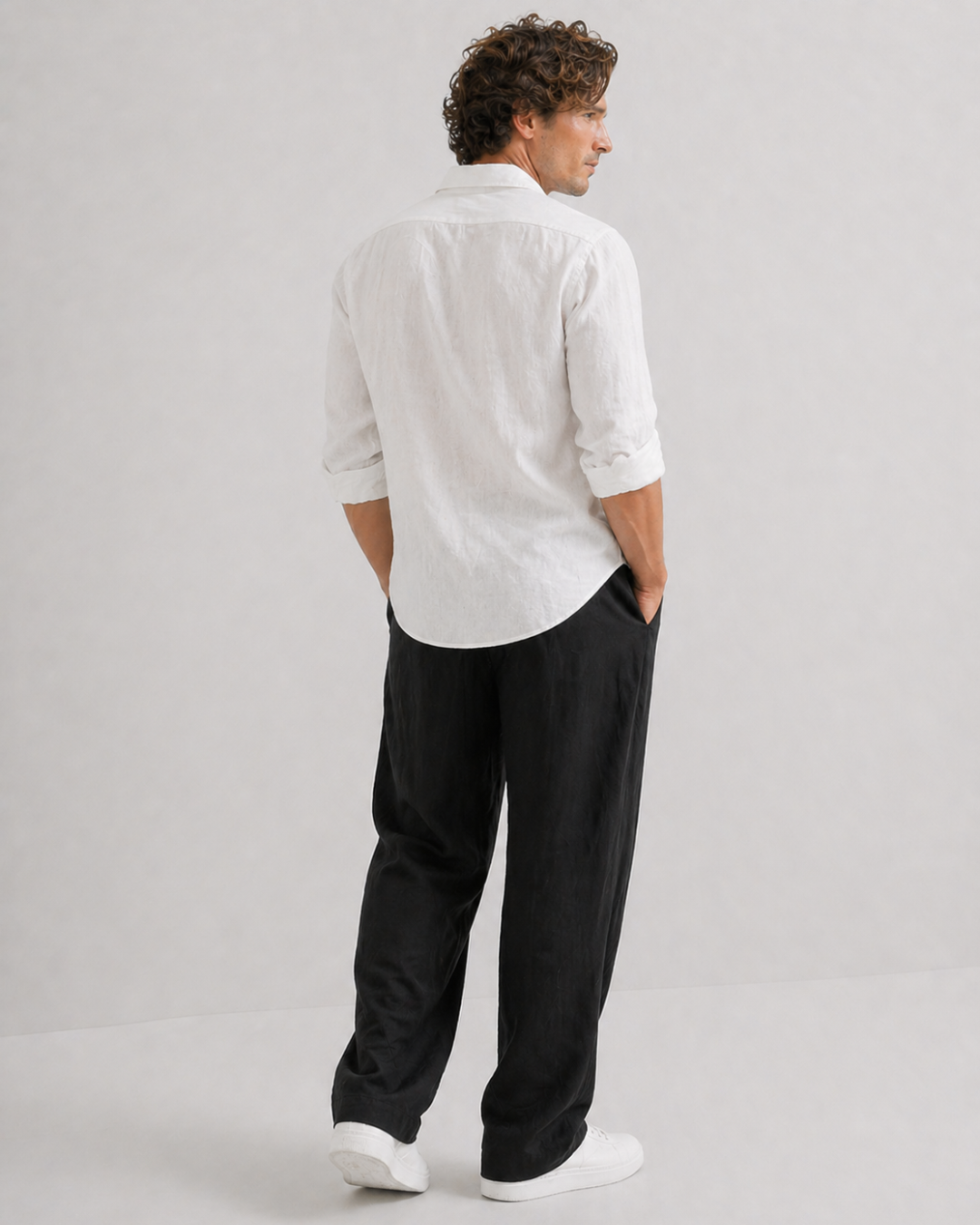 Black Cotton & Linen – Easy Fit, Bahama Pants