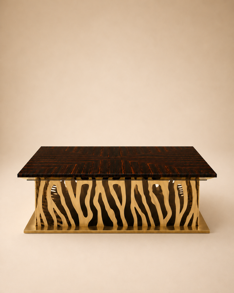 Zebrano Marble & Steel Coffee Table