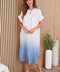 Band Collar Maxi Dress with Dip Dye Detail in Blue