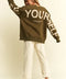 Be Yourself Love Yourself Printed Oversized Sweatshirt OLIVE