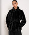 Belted Faux-Fur Jacket with A Stand-Up Collar