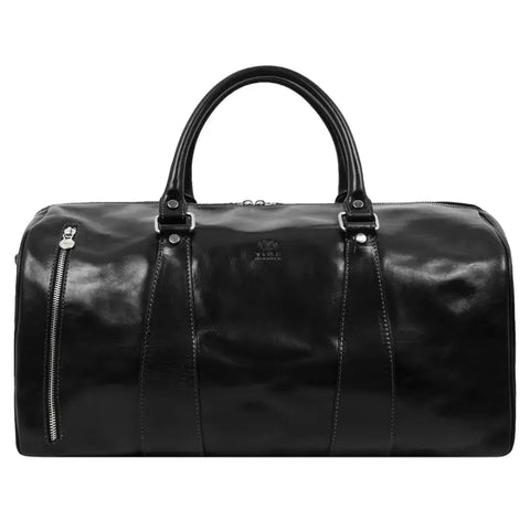 Black Leather Duffel Bag, Travel Bag - Wise Children