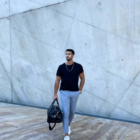 Black Leather Duffel Bag, Travel Bag - Wise Children
